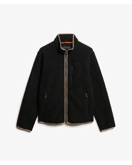 Superdry Black Outdoor Sherpa Fleece Jacket for men