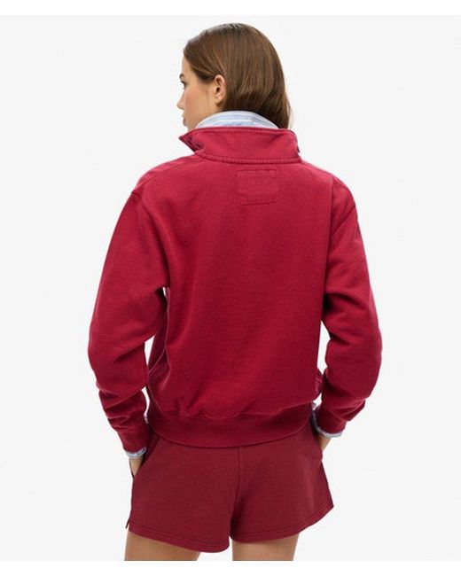 Superdry Red Athletic Essentials Applique Half Zip Sweatshirt