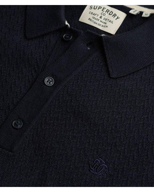 Superdry Black & Co Knitted Texture Short Sleeve Polo Shirt for men