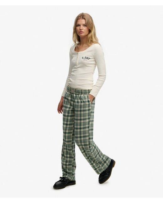 Superdry Green & Co Cotton Check Elastic Trousers