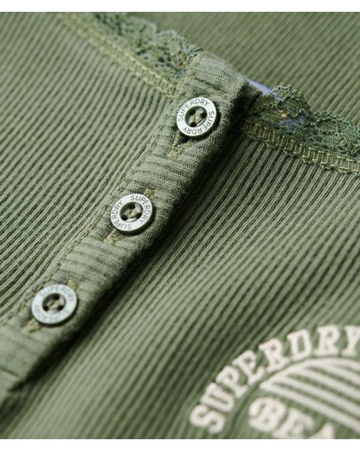 Superdry Athletic Essentials Button Down Cami Top in het Green