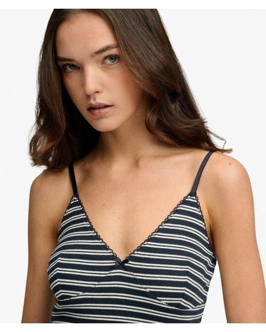 Superdry White & Co Stripe Ribbed Jersey Mini Dress