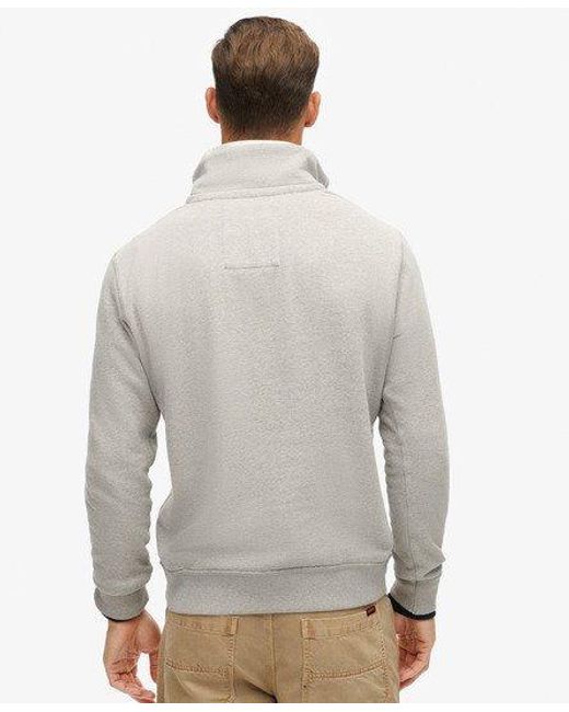 Superdry Gray Vintage Athletic Zip Henley Jumper for men