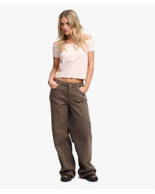 Superdry Natural Bardot Short Sleeve Off Shoulder Top