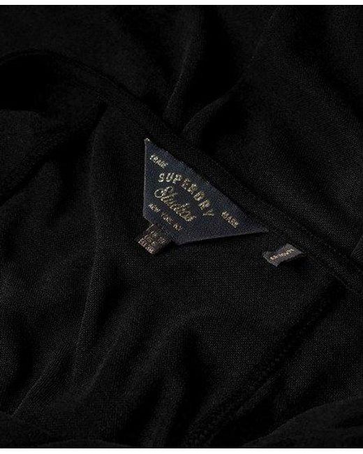 Robe mi-longue ajourée en jersey Superdry en coloris Black