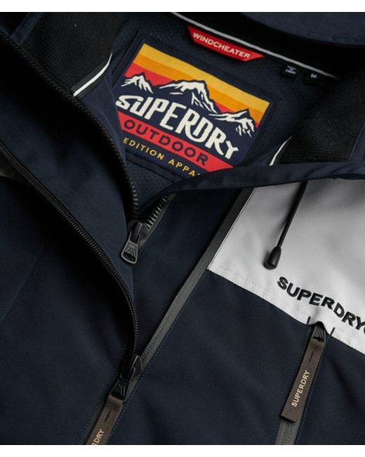 Superdry Blue & Co Hooded Colour Block Windbreaker Jacket for men