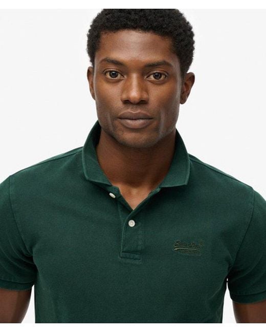 Superdry Green Vintage Destroy Polo Shirt for men