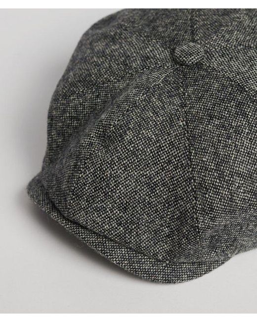 Superdry Blue & Co Fully Lined Herringbone Baker Boy Cap for men