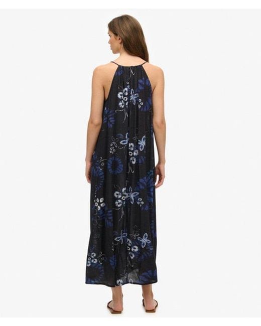 Superdry Blue Floral Print Beach Cami Maxi Dress