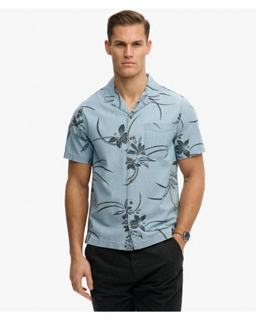 Superdry Blue & Co Vintage Loom Cabana Short Sleeve Shirt for men