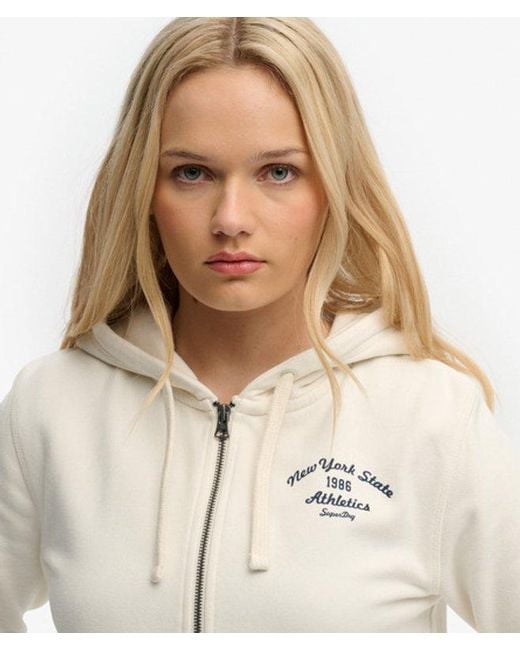 Superdry Natural & Co Athletic Essentials Cropped Zip Hoodie