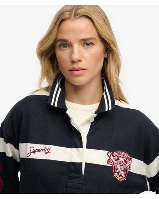 Superdry Blue & Co Crest Stripe Rugby Top