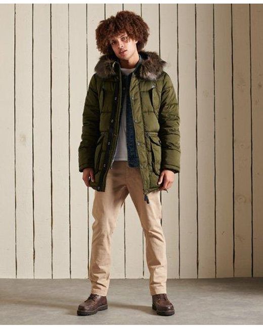 Superdry Leather Chinook Parka in Khaki (Green) for Men | Lyst