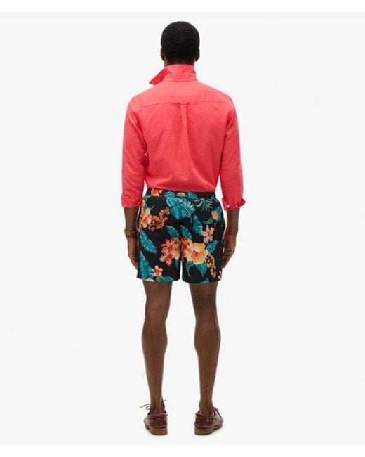 Superdry Black & Co Hawaiian Print 16-inch Swim Shorts for men