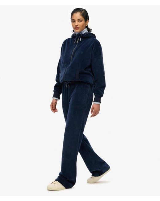 Superdry Blue & Co Velour Wide Leg joggers