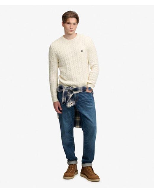 Superdry Natural & Co Cotton Cable Knit Crew Jumper for men