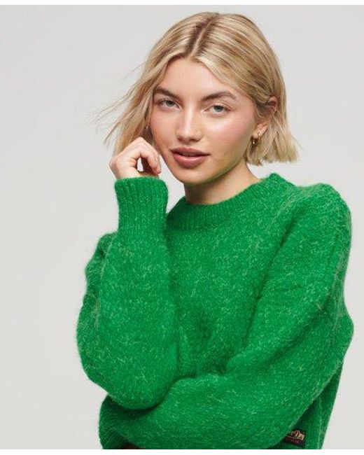 Superdry Green Vintage Textured Crop Knit Jumper