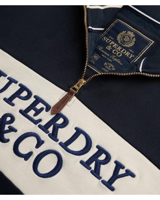 Superdry Blue & Co Company Logo Half Zip Sweatshirt for men