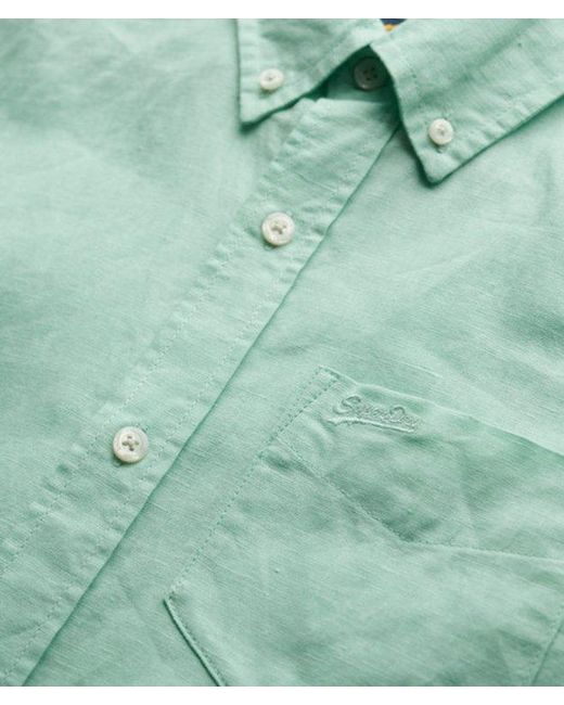 Superdry Green & Co Cotton Linen Short Sleeve Shirt for men