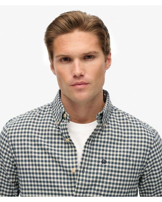 Superdry Premium Oxford Overhemd Met Ruitjes in het Gray voor heren