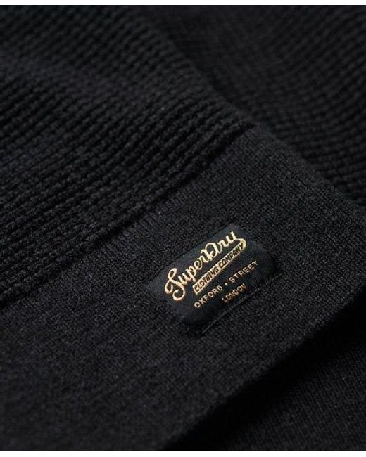 Superdry Black Textured Crew Knitted Jumper for men