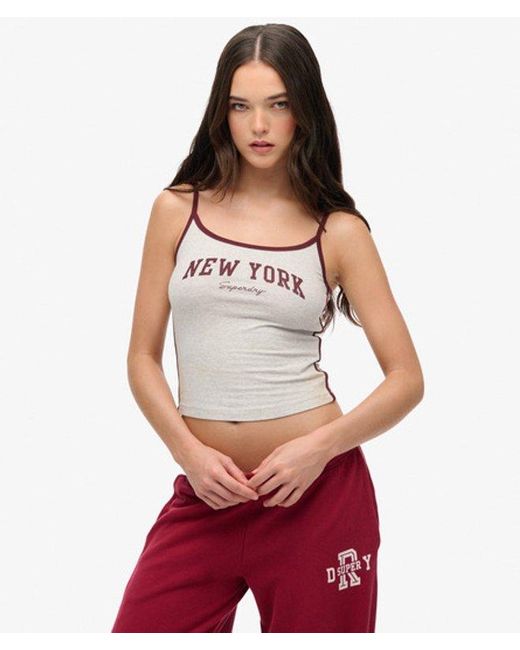 Superdry Gray & Co Athletic Essentials Branded Cami Top