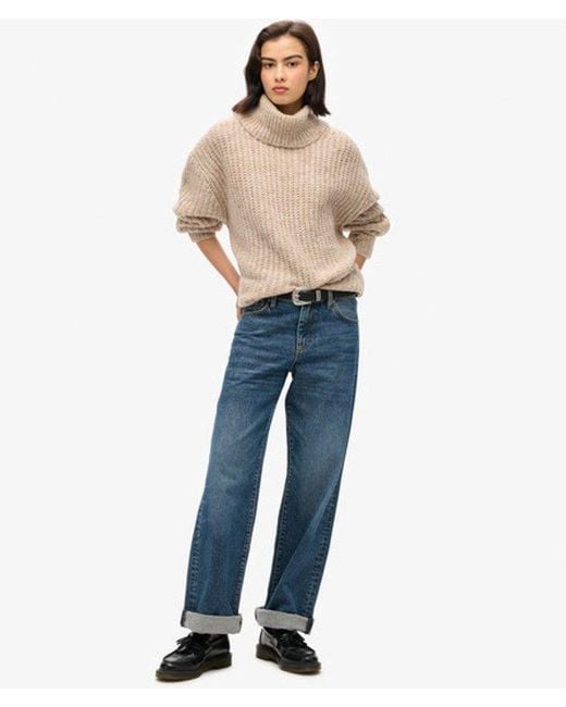 Pull côtelé brossé à col ample Superdry en coloris Natural