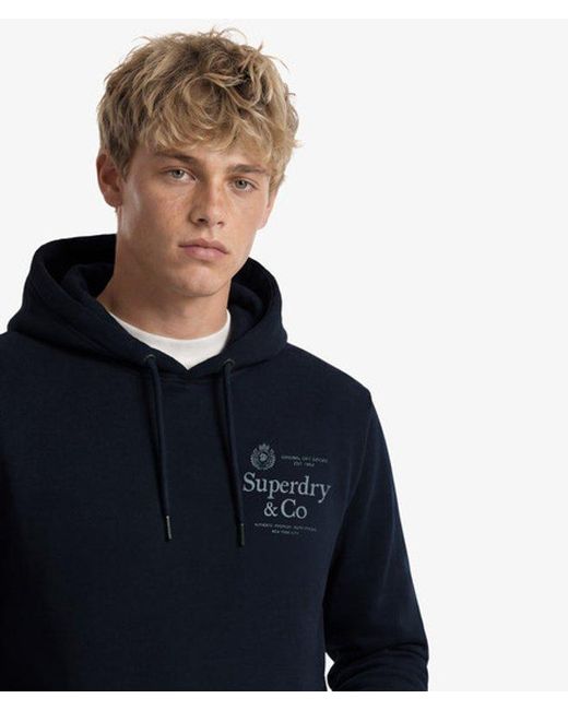 Superdry Blue 1954 Company Relaxed Hoodie for men