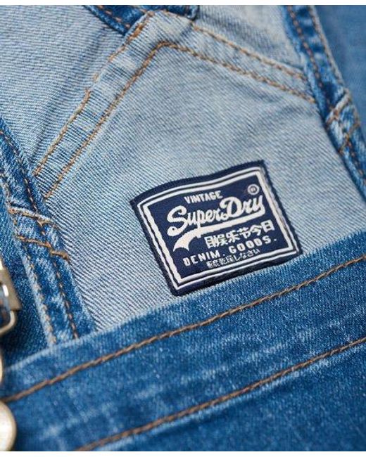 Superdry Blue Denim Hot Short Dungaree Mid
