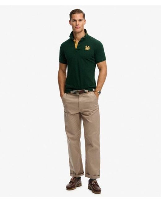 Superdry Green & Co Pique Monogram Polo Shirt for men