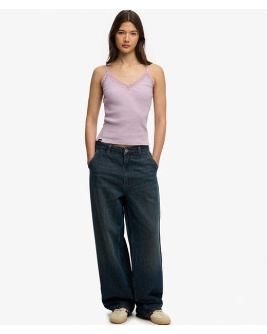 Superdry Purple & Co Essential Lace Trim Cami Top