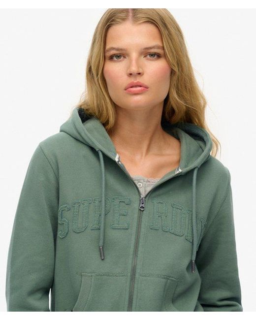 Superdry Green & Co Athletic Essentials Tonal Cropped Zip Hoodie