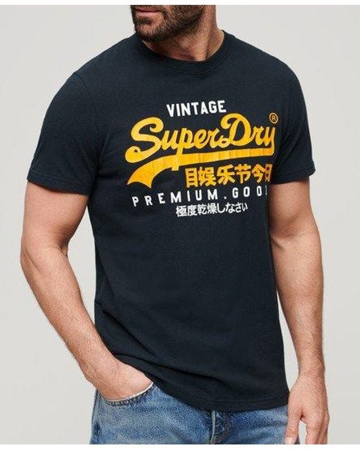 Superdry Blue Vintage Logo Duo T-shirt for men