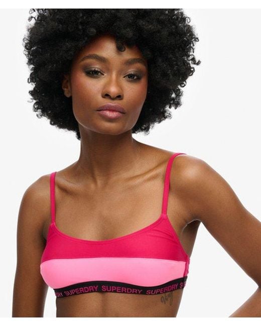 Superdry Red & Co Ladies Striped Elastic Bralette Bikini Top