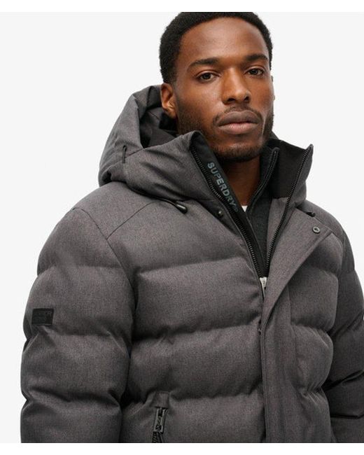 Superdry Gray & Co Hooded Tweed Sports Puffer Jacket for men