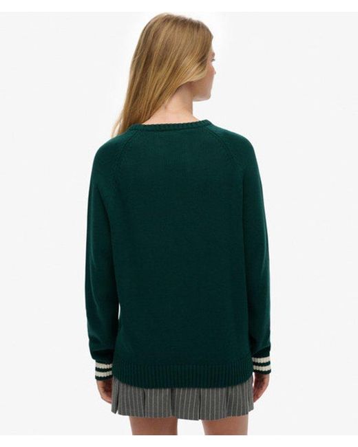 Superdry Green & Co Slouchy Intarsia Graphic Knitted Jumper