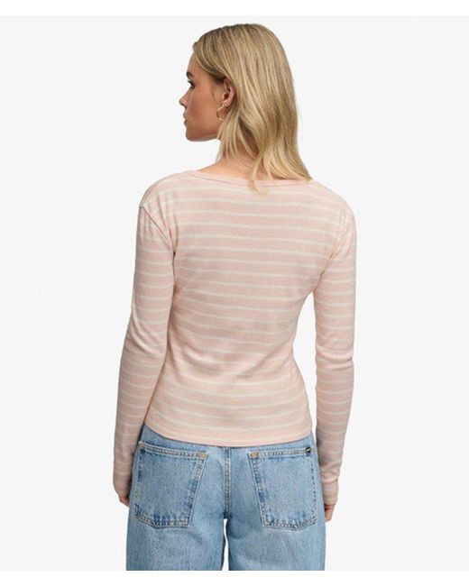 Superdry Blue & Co Athletic Essentials Striped Long Sleeve Top