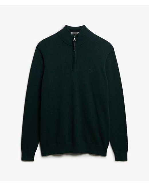 Homme Pull À Demi-Zip Essentials En Coton Taille Superdry pour homme en coloris Green