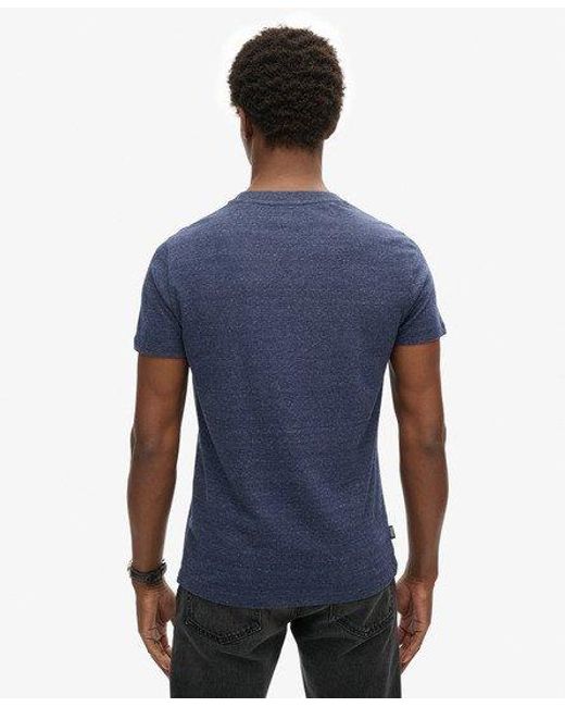 Superdry Blue Organic Cotton Essential Small Logo T-shirt for men