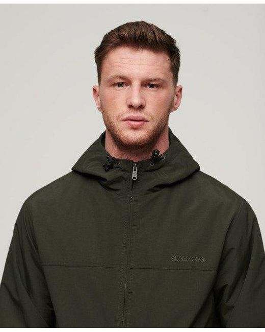 Superdry Green Classic Embroidered Logo Surplus Nylon Hooded Bomber Jacket for men