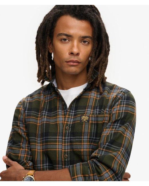 Superdry Black Organic Cotton Lumberjack Check Shirt for men