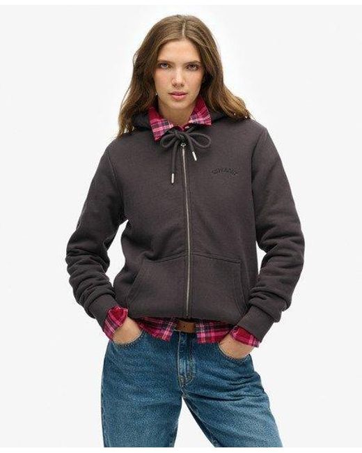 Superdry Hoodie Met Rits En Borgvoering in het Gray