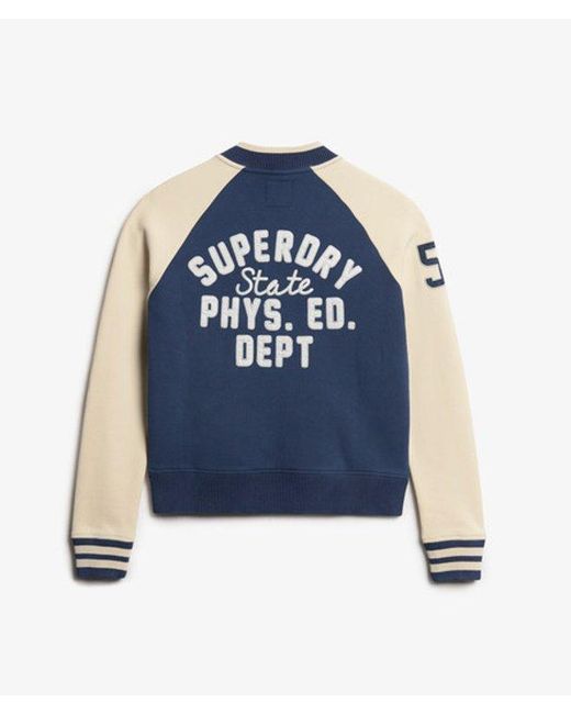 Superdry Blue & Co College Script Graphic Jersey Bomber Jacket