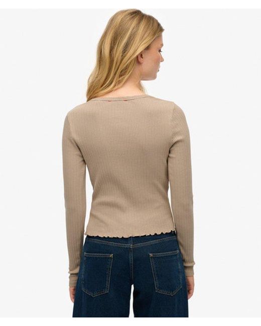 Superdry Natural & Co Essential Button Long Sleeve Top