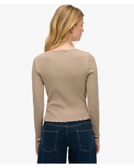 Superdry Natural & Co Essential Button Long Sleeve Top
