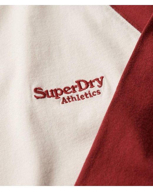 Superdry Red Essential Logo Baseball Long Sleeve Top for men