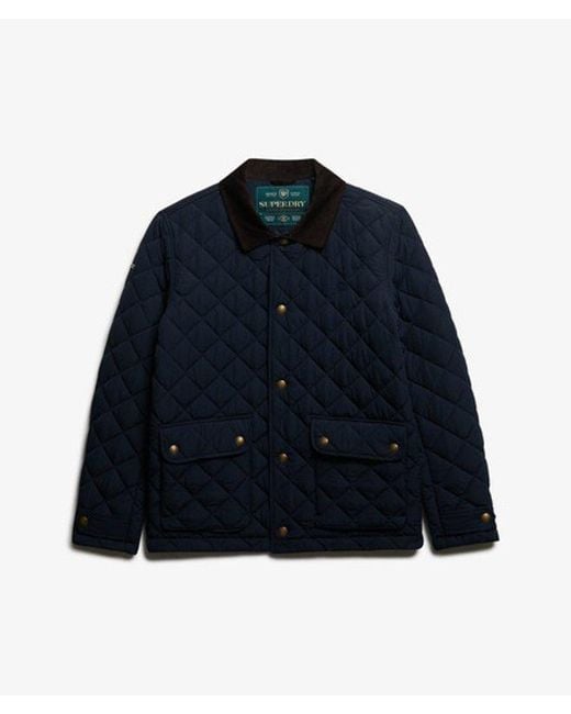 Superdry Blue Quilted Estate Coach Jacket for men