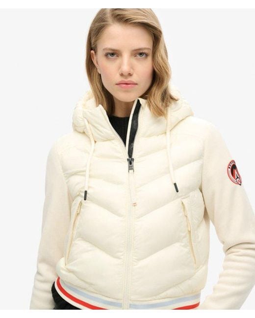 Superdry Storm Fuji Hybrid Bomberjack Met Capuchon in het White