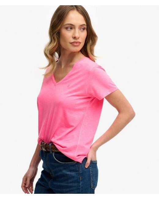 Superdry Pink Studios Slub Embroidered T-Shirt