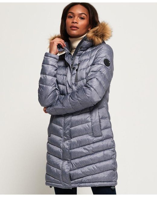 CHEVRON FAUX FUR SUPER FUJI femmes Doudounes en Gris Superdry en coloris  Bleu | Lyst